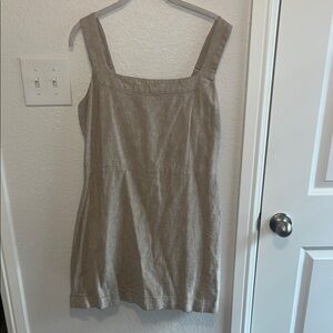 Tan Sleeveless Linen Dress